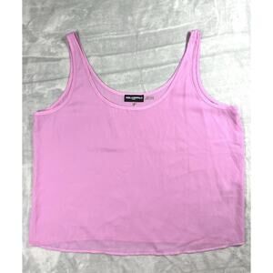 Karl Lagerfeld Bubblegum Pink XL Flowy Sheer Tank Top Blouse Layering Color Pop
